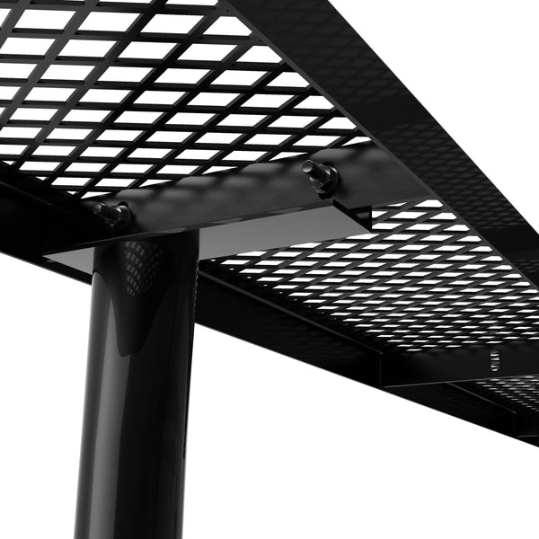 Black,6' |#| Commercial 6' Rectangular Expanded Mesh Metal Picnic Table with Anchors - Black