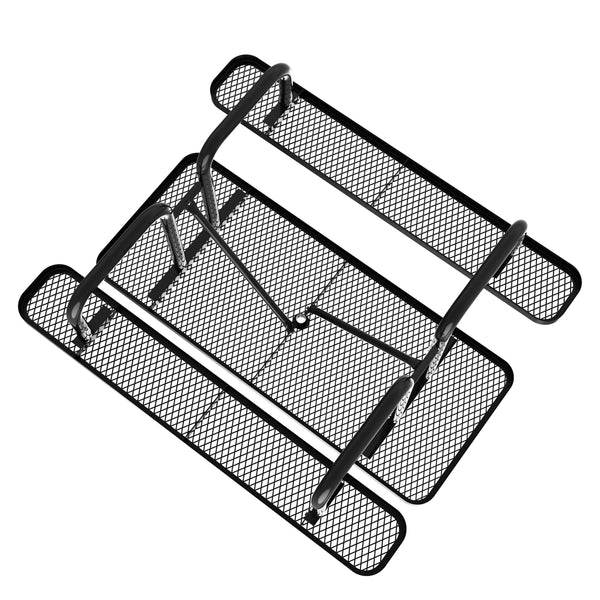 Black,6' |#| Commercial 6' Rectangular Expanded Mesh Metal Picnic Table with Anchors - Black