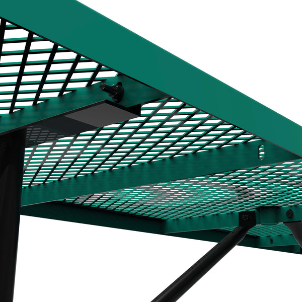 Green,8' |#| Commercial 8' Rectangular Expanded Mesh Metal Picnic Table with Anchors - Green
