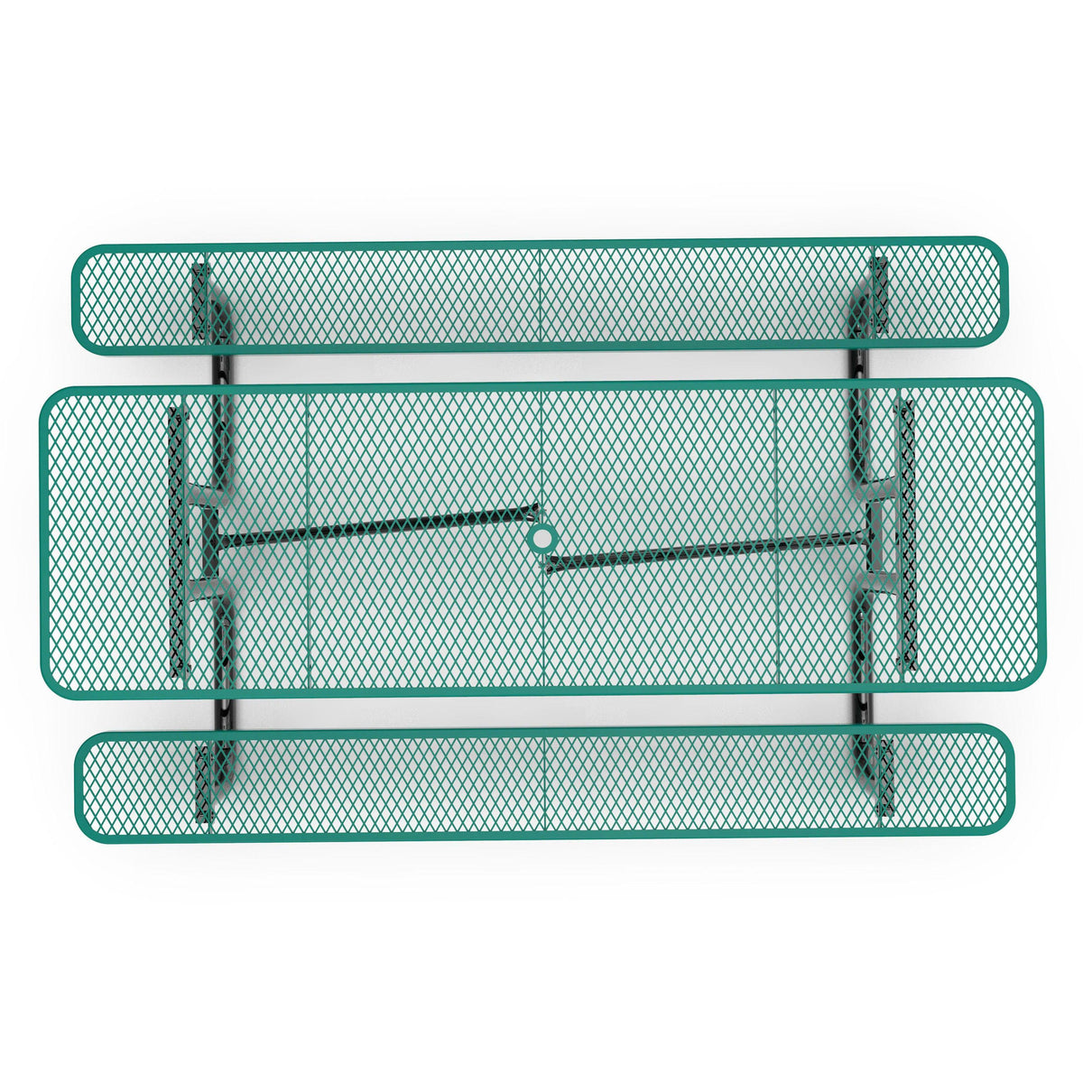 Green,8' |#| Commercial 8' Rectangular Expanded Mesh Metal Picnic Table with Anchors - Green