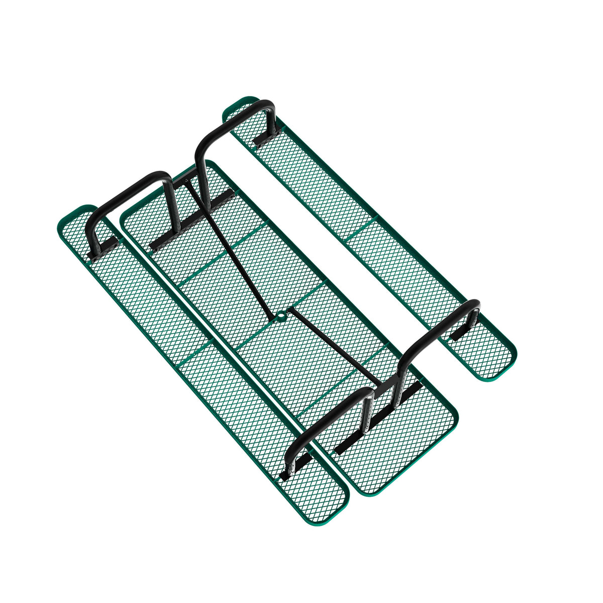 Green,8' |#| Commercial 8' Rectangular Expanded Mesh Metal Picnic Table with Anchors - Green