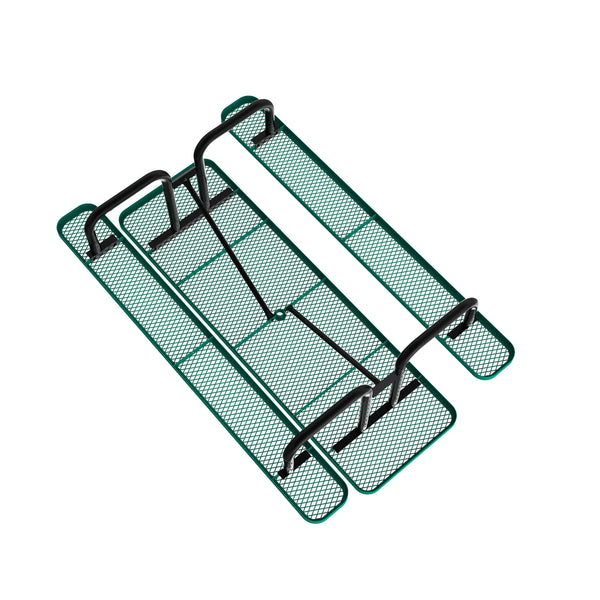 Green,8' |#| Commercial 8' Rectangular Expanded Mesh Metal Picnic Table with Anchors - Green