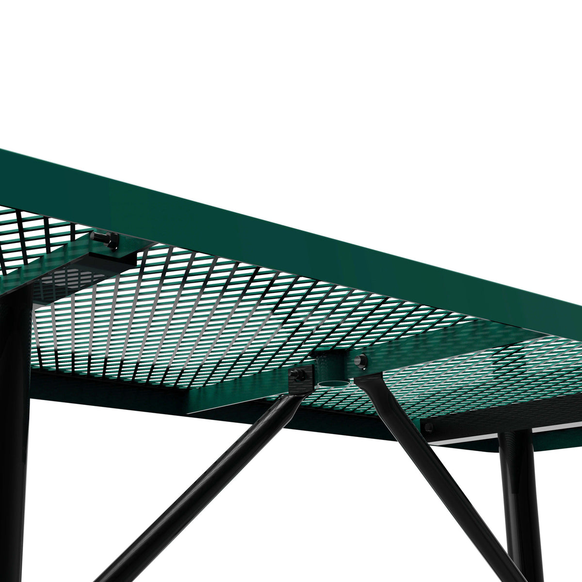 Green,6' |#| Commercial 6' Rectangular Expanded Mesh Metal Picnic Table with Anchors - Green