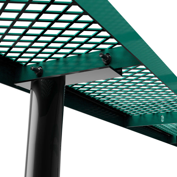 Green,6' |#| Commercial 6' Rectangular Expanded Mesh Metal Picnic Table with Anchors - Green