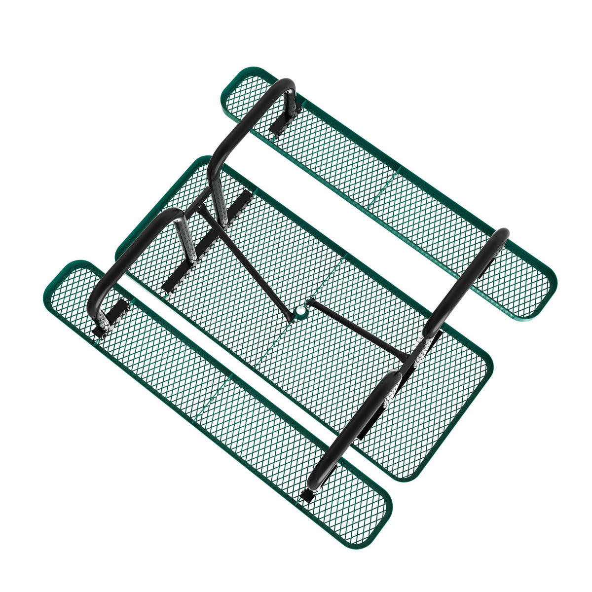 Green,6' |#| Commercial 6' Rectangular Expanded Mesh Metal Picnic Table with Anchors - Green