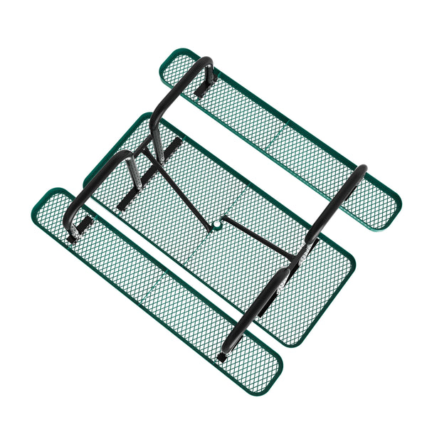 Green,6' |#| Commercial 6' Rectangular Expanded Mesh Metal Picnic Table with Anchors - Green