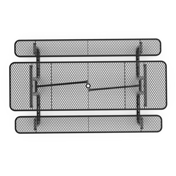 Black,8' |#| Commercial 8' Rectangular Expanded Mesh Metal Picnic Table with Anchors - Black