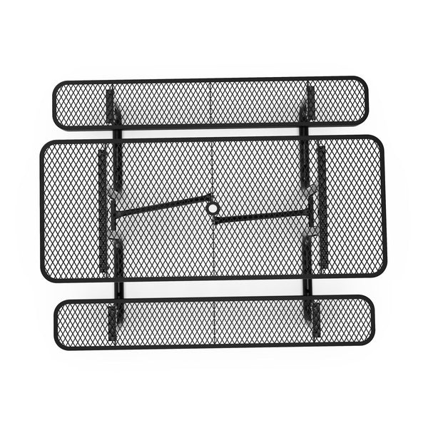 Black,6' |#| Commercial 6' Rectangular Expanded Mesh Metal Picnic Table with Anchors - Black