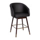 Black |#| Commercial 26inch Mid-Back Counter Stool with Wood Legs - Black LeatherSoft/Walnut