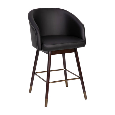 Margo Commercial Grade Mid-Back Modern Barstool with Beechwood Legs and Curved Back