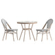 Black & White Textilene/Light Natural Frame |#| Indoor/Outdoor Commercial Bistro Set with Table and Two Chairs in Blk/Wht