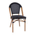Marseille Indoor/Outdoor Commercial French Bistro Stacking Chair, Textilene Back and Seat, Bamboo Print Aluminum Frame