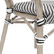 Black & White/Light Natural Frame |#| All-Weather Commercial Paris Chair with Arms and Natural Metal Frame-Black/White