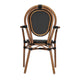 Black/Natural Frame |#| All-Weather Commercial Paris Chair with Arms and Natural Metal Frame-Black