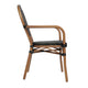 Black/Natural Frame |#| All-Weather Commercial Paris Chair with Arms and Natural Metal Frame-Black