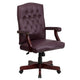 Burgundy LeatherSoft/Mahogany Frame |#| Martha Washington Burgundy LeatherSoft Executive Swivel Office Chair with Arms