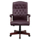 Burgundy LeatherSoft/Mahogany Frame |#| Martha Washington Burgundy LeatherSoft Executive Swivel Office Chair with Arms