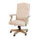 Ivory Microfiber/Driftwood Frame |#| Ivory Microfiber Classic Executive Swivel Office Chair with Driftwood Base