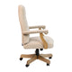 Ivory Microfiber/Driftwood Frame |#| Ivory Microfiber Classic Executive Swivel Office Chair with Driftwood Base