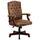 Bomber Brown Microfiber/Mahogany Frame |#| Bomber Brown Classic Executive Swivel Office Chair with Arms - Task Chair