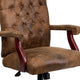 Bomber Brown Microfiber/Mahogany Frame |#| Bomber Brown Classic Executive Swivel Office Chair with Arms - Task Chair