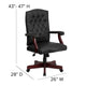 Black LeatherSoft/Mahogany Frame |#| Martha Washington Black LeatherSoft Executive Swivel Office Chair with Arms