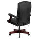 Black LeatherSoft/Mahogany Frame |#| Martha Washington Black LeatherSoft Executive Swivel Office Chair with Arms