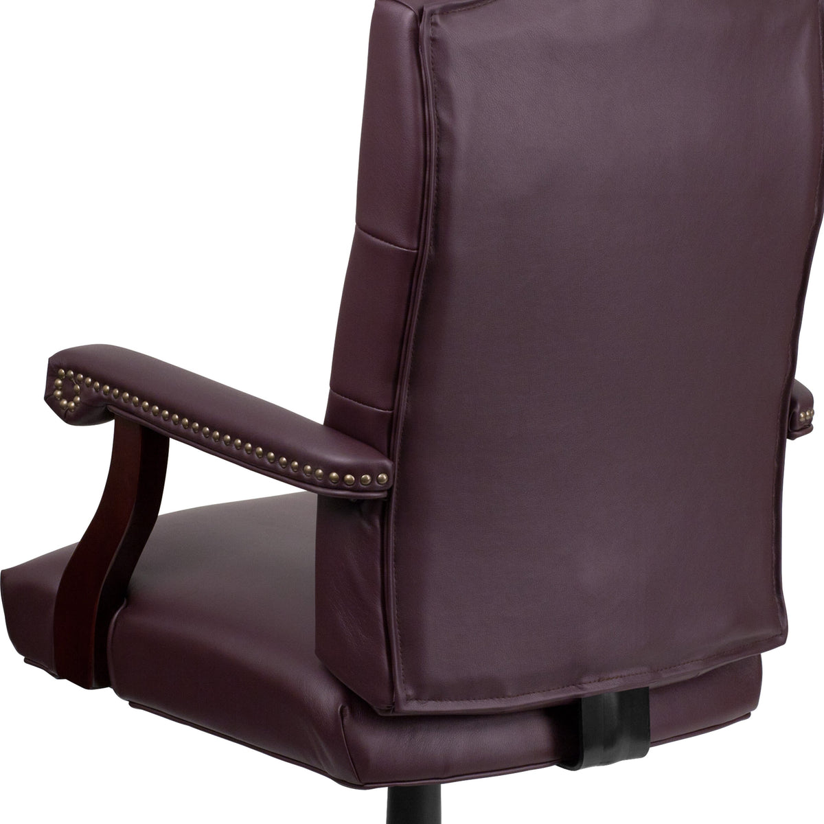 Burgundy LeatherSoft/Mahogany Frame |#| Martha Washington Burgundy LeatherSoft Executive Swivel Office Chair with Arms