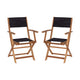 2PK All-Weather Acacia Wood and Mesh Folding Bistro Armchairs - Natural/Black