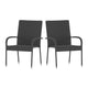 Gray |#| Indoor/Outdoor Stacking Steel Framed Gray Wicker Dining Armchairs - 2 Pack