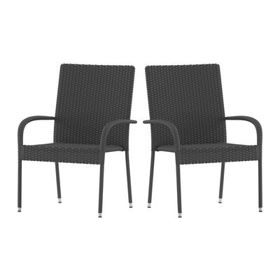 Maxim Indoor/Outdoor Wicker Dining Chairs with Fade & Weather-Resistant Steel Frames for Patio and Deck