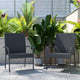 Gray |#| Indoor/Outdoor Stacking Steel Framed Gray Wicker Dining Armchairs - 2 Pack