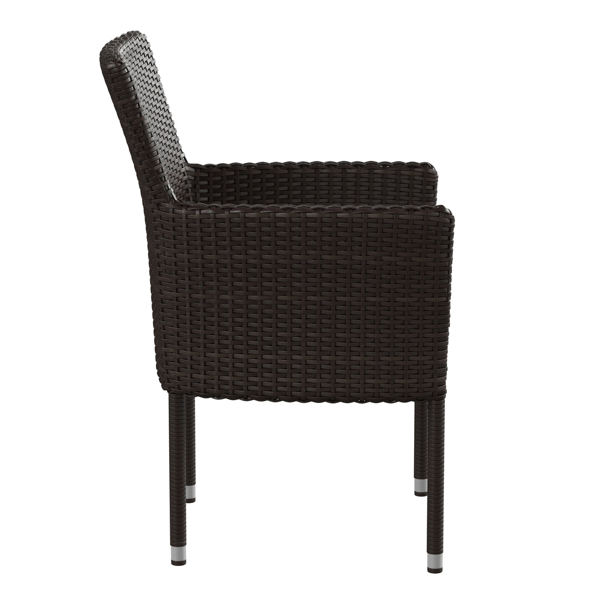 Espresso/Cream |#| Indoor/Outdoor Espresso Wicker Wrapped Steel Frame Patio Chairs & Cream Cushions
