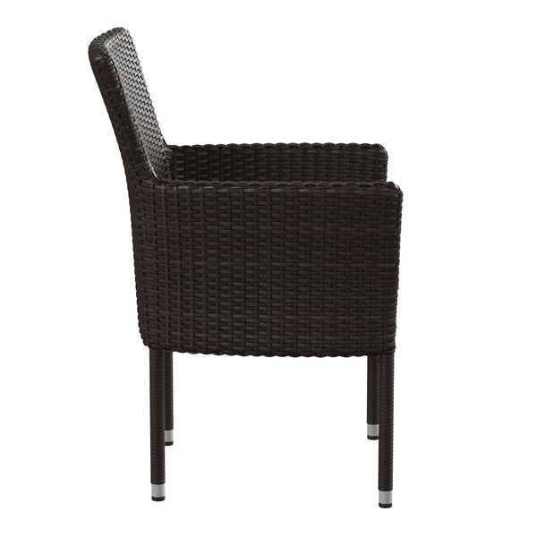 Espresso/Cream |#| Indoor/Outdoor Espresso Wicker Wrapped Steel Frame Patio Chairs & Cream Cushions
