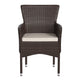 Espresso/Cream |#| Indoor/Outdoor Espresso Wicker Wrapped Steel Frame Patio Chairs & Cream Cushions
