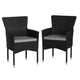 Black/Gray |#| Indoor/Outdoor Black Wicker Wrapped Steel Frame Patio Chairs & Cream Cushions