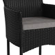 Black/Gray |#| Indoor/Outdoor Black Wicker Wrapped Steel Frame Patio Chairs & Cream Cushions