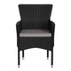 Black/Gray |#| Indoor/Outdoor Black Wicker Wrapped Steel Frame Patio Chairs & Cream Cushions