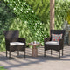 Espresso/Cream |#| Indoor/Outdoor Espresso Wicker Wrapped Steel Frame Patio Chairs & Cream Cushions