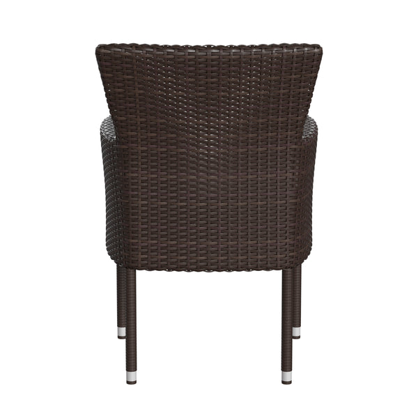 Espresso/Cream |#| Indoor/Outdoor Espresso Wicker Wrapped Steel Frame Patio Chairs & Cream Cushions
