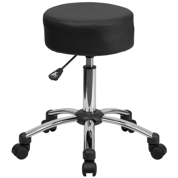 Backless Black Adjustable Multi-Purpose Ergonomic Stool With Chrome Base