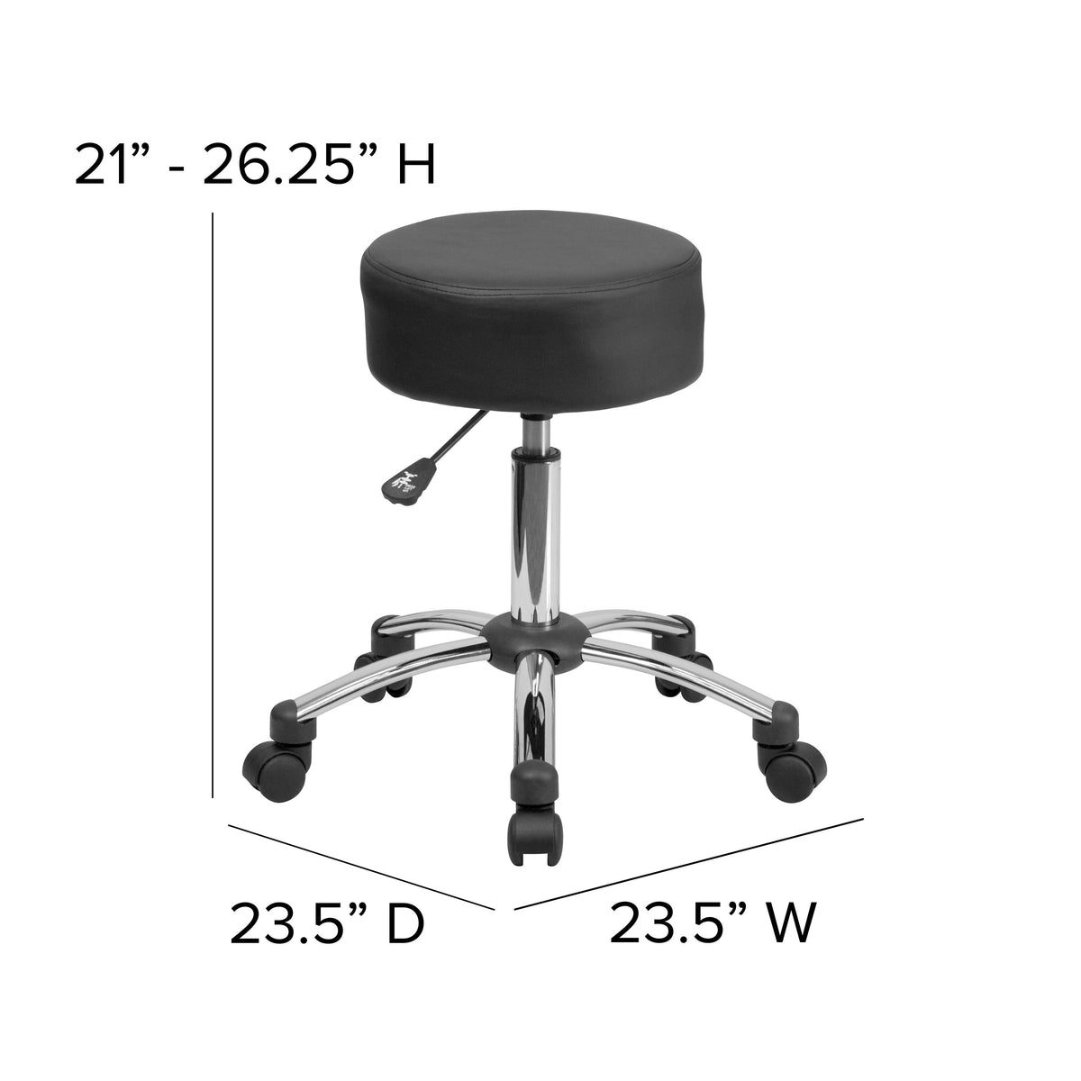 Backless Black Adjustable Multi-Purpose Ergonomic Stool With Chrome Base