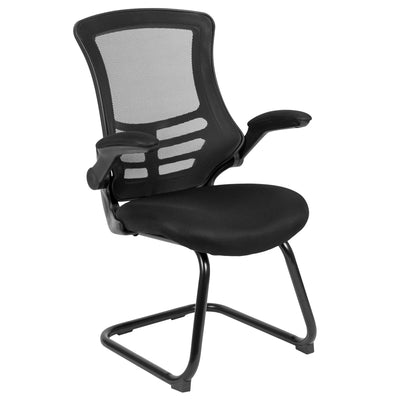 Mesh Sled Base Side Reception Chair with Flip-Up Arms