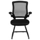 Black Mesh Sled Base Side Reception Guest Office Chair with Flip-Up Arms