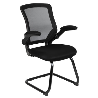 Mesh Sled Base Side Reception Chair with Flip-Up Arms