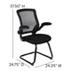 Black Mesh Sled Base Side Reception Guest Office Chair with Flip-Up Arms