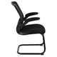 Black Mesh Sled Base Side Reception Guest Office Chair with Flip-Up Arms