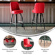 Red |#| Metal Bar Stool with Swivel Vinyl Bucket Seat and Footrest in Red