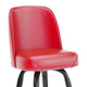 Red |#| Metal Bar Stool with Swivel Vinyl Bucket Seat and Footrest in Red