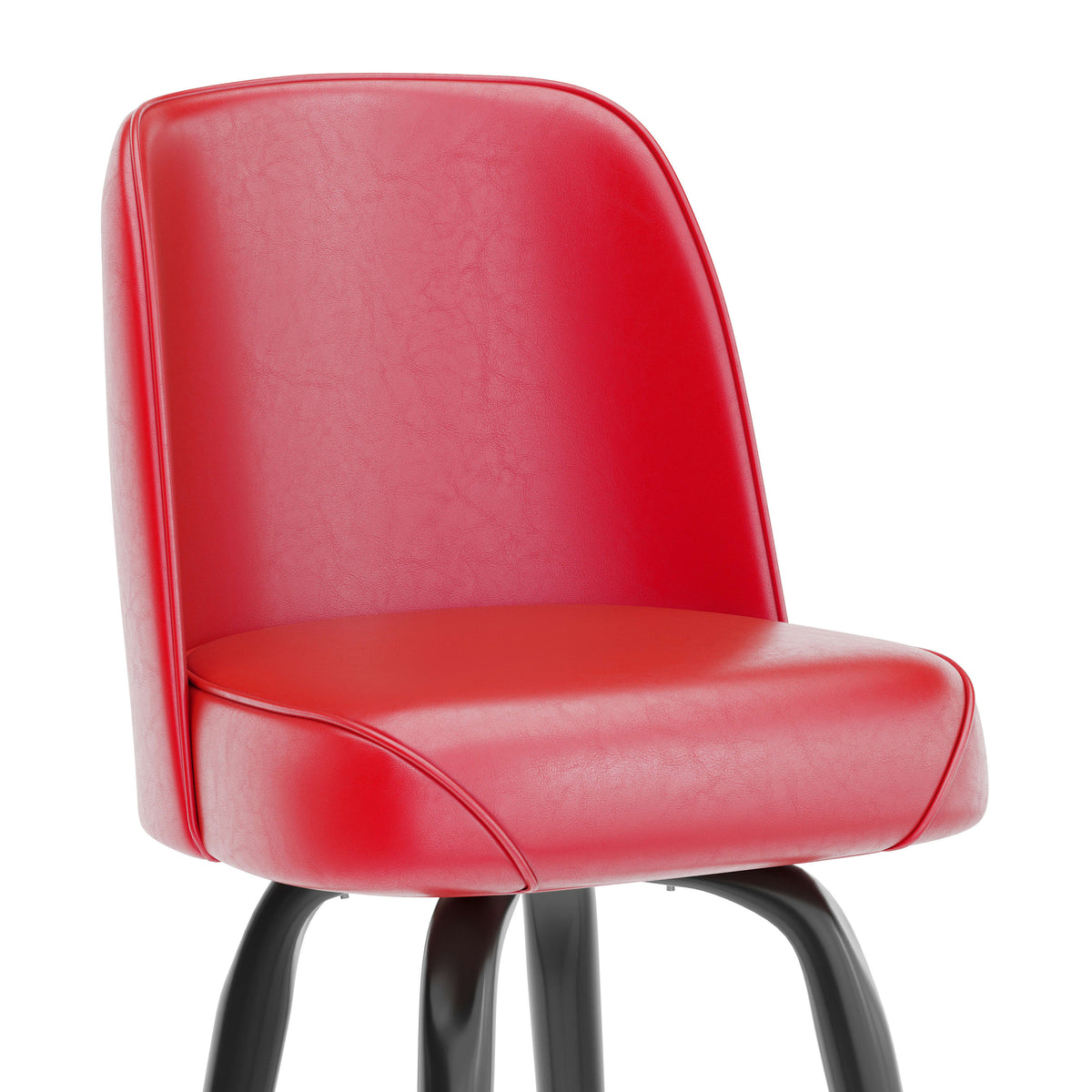 Red |#| Metal Bar Stool with Swivel Vinyl Bucket Seat and Footrest in Red